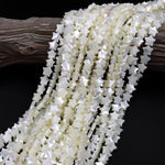 AAA Iridescent Hand Carved Natural White Mother of Pearl Shell Beads Star Shape 15.5" Strand