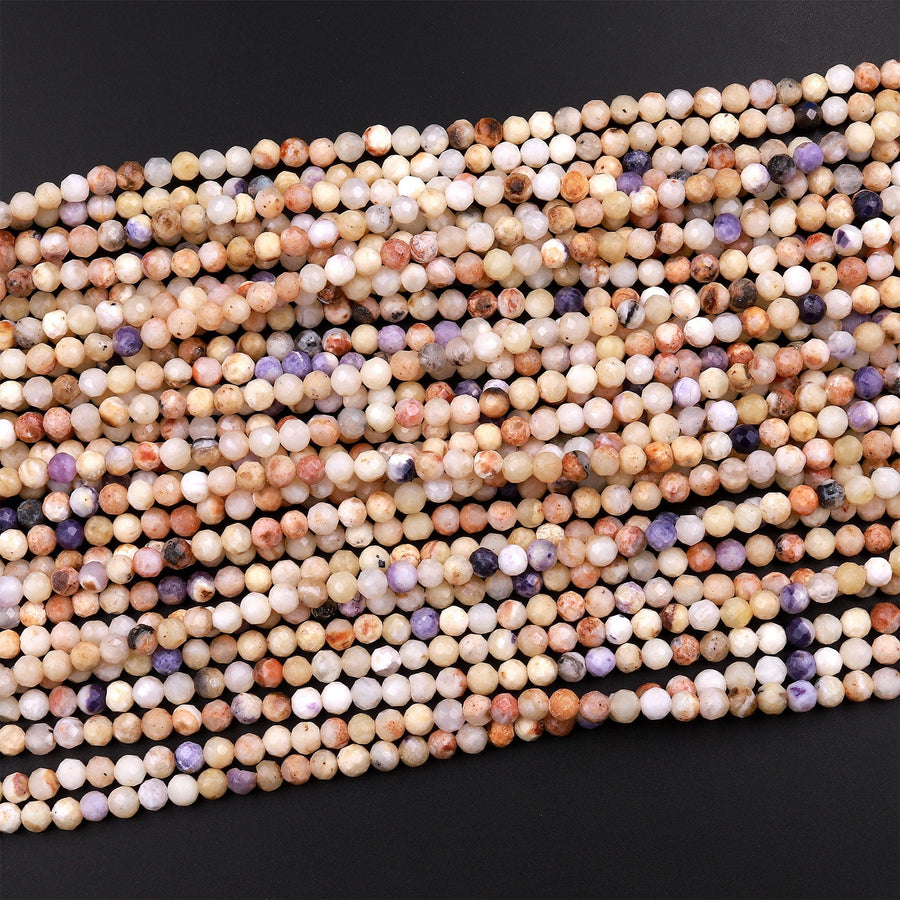 Mexican Morado Purple Opal Faceted 4mm Round Beads 15.5" Strand