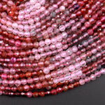 Real Genuine Natural Spinel Faceted Round Beads 3mm Multicolor Red Pink Purple Gemstone 15.5" Strand