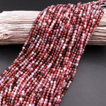 Real Genuine Natural Spinel Faceted Round Beads 4mm Multicolor Red Pink Purple Gemstone 15.5" Strand
