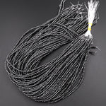 Faceted Natural Black Hematite 2mm 3mm 4mm Round Beads 15.5" Strand
