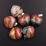 Natural Polychrome Jasper Aka Landscape Ocean Jasper Puffy Heart Pendant