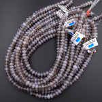 Natural Gray Agate 6mm 8mm Rondelle Beads 15.5" Strand