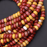 Natural Australian Mookaite 6mm 8mm Rondelle Beads Sunset Color Red Yellow Maroon 15.5" Strand