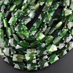 Natural Canadian Green Jade Faceted Rectangle Cushion Beads 15.5" Strand