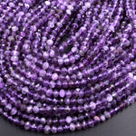 Faceted Natural Amethyst 4mm 6mm rondelle Beads 15.5" Strand