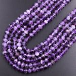 Faceted Natural Amethyst 4mm 6mm rondelle Beads 15.5" Strand