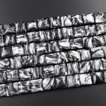 AAA Natural Black Web Jasper Square Cushion Beads 12mm 15.5" Strand