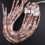 Matte Finish Tibetan Brown Fire Agate Beads 6mm 8mm Square Dice Cube Cracked Agate Dragon Skin Agate Nuggets 15.5" Strand
