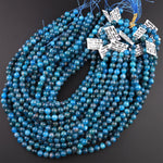 Natural Teal Blue Apatite 4mm 6mm 8mm 10mm Smooth Round Beads 15.5" Strand
