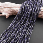 Natural Iolite Gemstone Faceted 5mm 6mm Cube Beads 15.5" Strand