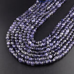 Natural Iolite Gemstone Faceted 5mm 6mm Cube Beads 15.5" Strand