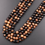 Black Brown Yin Yang Ebony Wood Beads 6mm 8mm 10mm 12mm Great For Mala Prayer Meditation Therapy 15.5" Strand