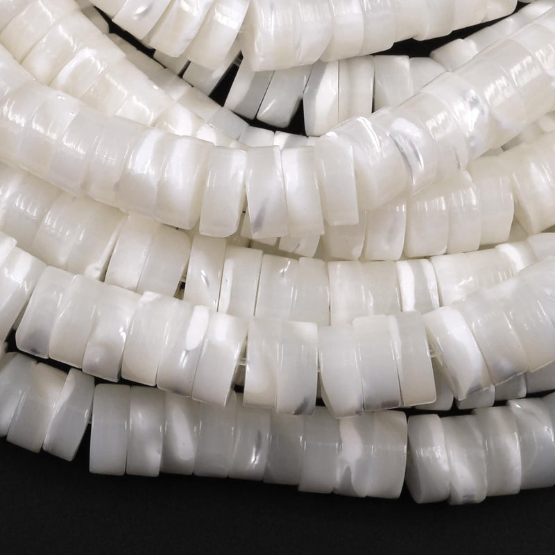 White Shell Beads, Bleached, Mother of Pearl, Round, 4mm 6mm 8mm 10mm 12mm,  Length 15”