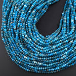 Faceted Natural Teal Blue Apatite 4x3mm Rondelle Beads 15.5" Strand