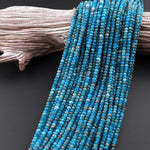 Faceted Natural Teal Blue Apatite 4x3mm Rondelle Beads 15.5" Strand