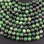 Natural Ruby Zoisite 6mm 8mm Round Beads 15.5" Strand
