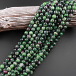 Natural Ruby Zoisite 6mm 8mm Round Beads 15.5" Strand
