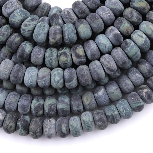 Matte Kambaba Jasper 6mm 8mm Rondelle Beads Aka Green Camouflage Jasper 15.5" Strand