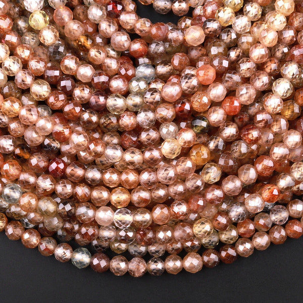 Genuine Natural Zircon Round Beads 4mm Micro Faceted Champagne Gray Gold Orange Canary Yellow Diamond Beads Gemstone 15.5" Strand