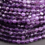 AAA Natural Purple Amethyst 6mm Round Beads Faceted Prism Gemstone 15.5" Strand