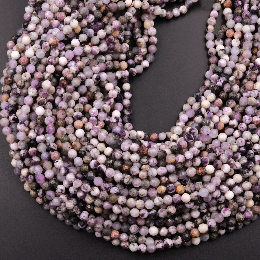Faceted Natural Chevron Amethyst Round Beads 4mm Miro Laser Cut Gemstone 15.5" Strand