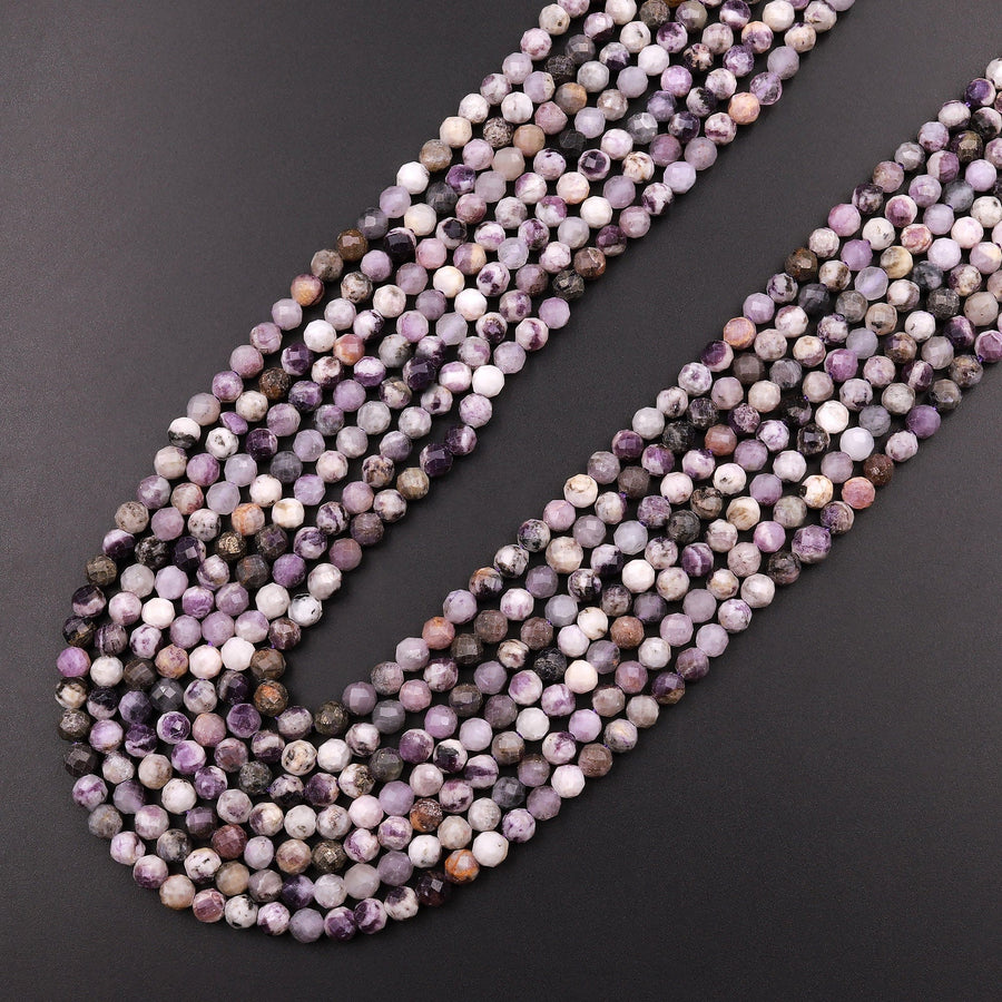 Faceted Natural Chevron Amethyst Round Beads 4mm Miro Laser Cut Gemstone 15.5" Strand
