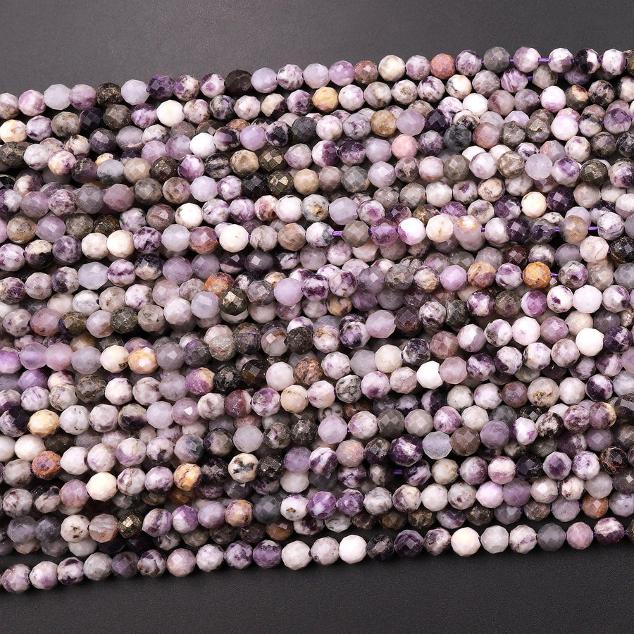 Faceted Natural Chevron Amethyst Round Beads 4mm Miro Laser Cut Gemstone 15.5" Strand