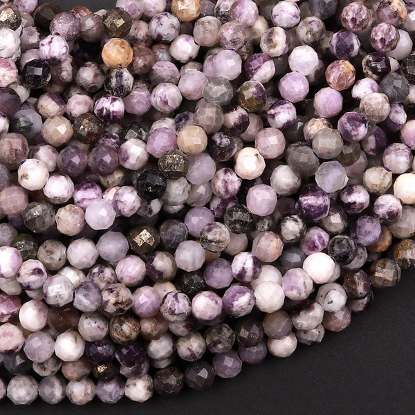 Faceted Natural Chevron Amethyst Round Beads 4mm Miro Laser Cut Gemstone 15.5" Strand