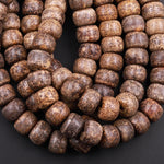 Natural Brown Daemonorops Margaritae Rondelle Beads 12mm "Star and Moon" Bodhi Seed Prayer Beads Meditation Mala Making 15.5" Strand