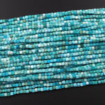 Natural Turquoise Cubes 2mm Square Beads Dice Genuine Real Natural Blue Green Turquoise Gemstone Beads 15.5" Strand