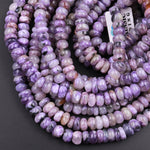 Natural Charorite Rondelle Beads High Quality Purple Russian Charoite 7mm Rondelle beads Natural Purple Gemstone 15.5" Strand
