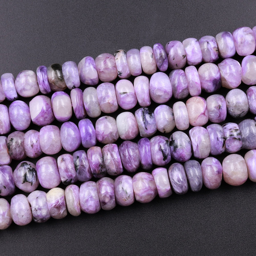 Natural Charorite Rondelle Beads High Quality Purple Russian Charoite 7mm Rondelle beads Natural Purple Gemstone 15.5" Strand
