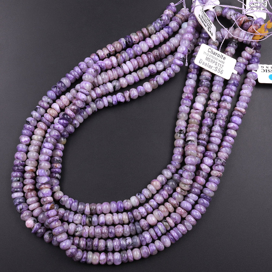 Natural Charorite Rondelle Beads High Quality Purple Russian Charoite 7mm Rondelle beads Natural Purple Gemstone 15.5" Strand