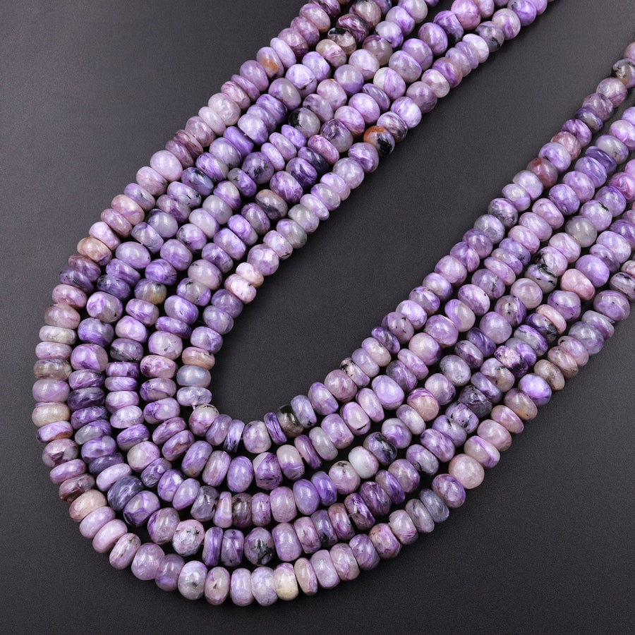 Natural Charorite Rondelle Beads High Quality Purple Russian Charoite 7mm Rondelle beads Natural Purple Gemstone 15.5" Strand