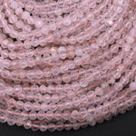 Micro Faceted Natural Quartz Round Beads 3mm 4mm Sparkling Diamond Cut Gemstone 15.5" Strand