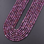 Real Genuine Natural Purple Red Ruby Gemstone Faceted 4mm Rondelle Beads 15.5" Strand