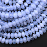 Natural Blue Chalcedony Smooth 5mm 6mm 7mm Rondelle Beads 15.5" Strand