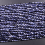 AAA Natural Blue Iolite Faceted 2mm 4mm Round Beads Genuine Real Multicolor Iolite Gemstone Beads 15.5" Strand