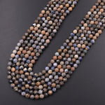 Faceted Natural Boulder Blue Sapphire Round Beads 5mm 6mm Micro Laser Cut Real Genuine Gemstone 15.5" Strand