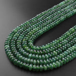 Real Genuine Natural Green Russian Siberian Jade Smooth 6mm 8mm Rondelle Beads 15.5" Strand