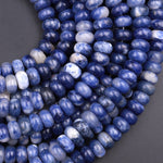 Natural Blue Sodalite Smooth Rondelle Beads 6mm 8mm 15.5" Strand