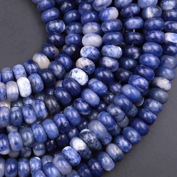 Natural Blue Sodalite Smooth Rondelle Beads 6mm 8mm 15.5" Strand