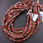 Natural Red Kabamby Ocean Jasper 6mm 8mm Rondelle Beads Aka Boulder Agate 15.5" Strand