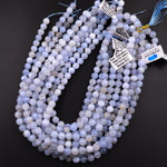 Natural Blue Chalcedony 6mm 8mm 10mm Round Beads 15.5" Strand