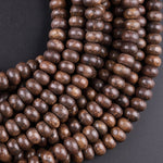 Natural Bronzite Smooth Rondelle 6mm 8mm Beads 15.5" Strand