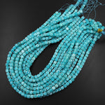 Natural Russian Amazonite Faceted 6mm Cube Dice Square Beads Strand