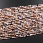 Faceted Multicolor Peach Moonstone 4mm Rondelle Beads 15.5" Strand