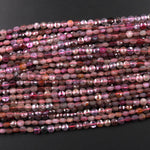 Faceted Natural Sapphire Coin Beads 3mm 4mm Flat Disc Dazzling Micro Diamond Cut 15.5" Strand