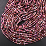 Faceted Natural Sapphire Coin Beads 3mm 4mm Flat Disc Dazzling Micro Diamond Cut 15.5" Strand